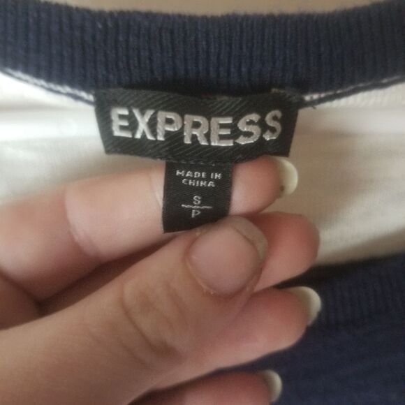 Express Lightweight Sweater Striped Blue and White Size Small - Picture 2 of 5